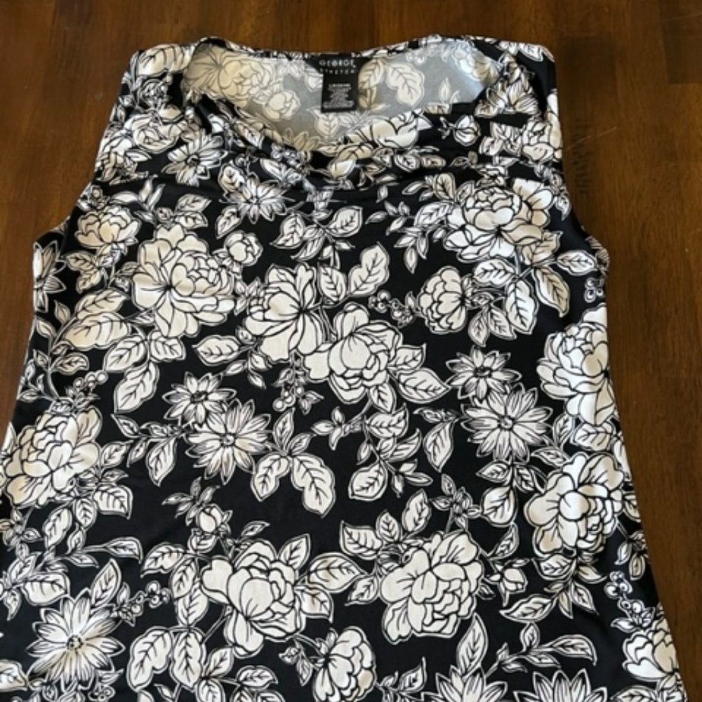 George, Large 12/14 Women's Cowl Neck No Sleeve top, stretch
